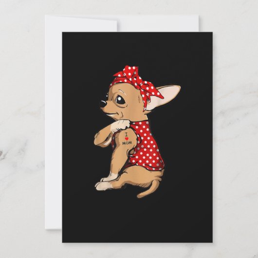 Faire-part I Love Maman Tattoo Funny Chihuahua Chien portant  (Devant)