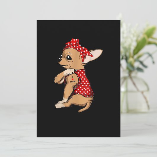 Faire-part I Love Maman Tattoo Funny Chihuahua Chien portant  (Debout devant)