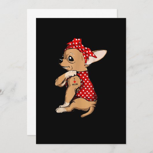 Faire-part I Love Maman Tattoo Funny Chihuahua Chien portant  (Devant / Derrière)