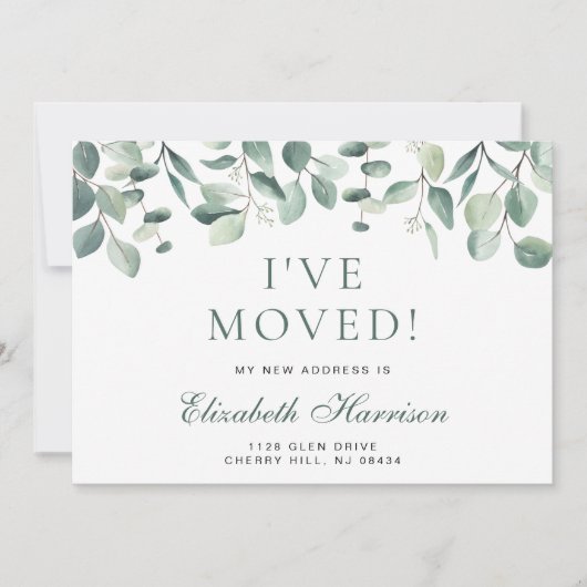 Faire-part I Moved Eucalyptus Verdure Aquarelle Moving (Devant)