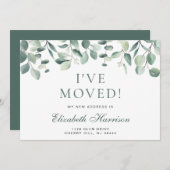 Faire-part I Moved Eucalyptus Verdure Aquarelle Moving (Devant / Derrière)