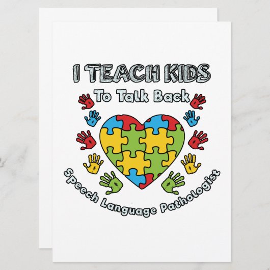 Faire-part I Teach Kids To Talk Back Speech Language (Devant / Derrière)