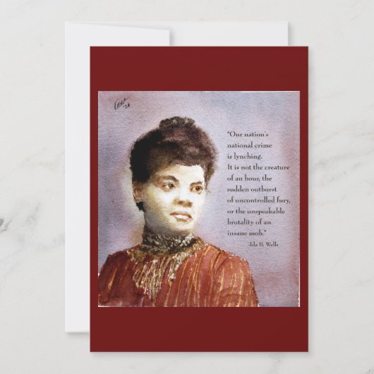 Faire-part Ida B Wells & Citation Belle Aquarelle (Devant)