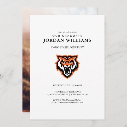 Faire-part Idaho State University Bengals Spirit Design (Devant / Derrière)