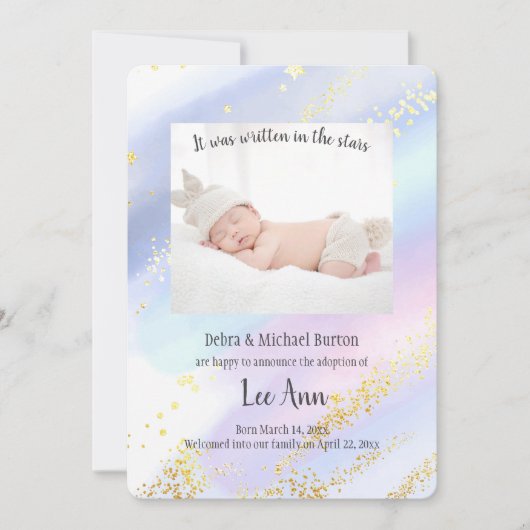 Faire-part Il A Été Écrit Dans Les Étoiles Adoption Annou (Devant)