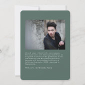 Faire-part Il A Fait Forest Green Modern Graduation Photo (Dos)