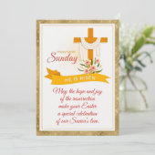 Faire-part Il Est Ressuscité Croix De Pâques, Fleurs, Pâques  (Debout devant)