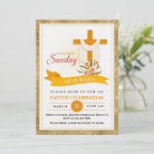 Faire-part Il Est Ressuscité Croix De Pâques, Fleurs, Pâques  (Debout devant)