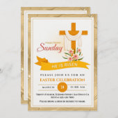 Faire-part Il Est Ressuscité Croix De Pâques, Fleurs, Pâques  (Devant / Derrière)