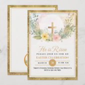Faire-part Il Est Ressuscité Fleurs D'Aquarelle De Pâques, Re (Devant / Derrière)