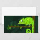 Faire-part Illustration de caméléon vert mignon Reptile tropi (Devant / Derrière)