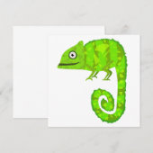 Faire-part Illustration de caméléon vert mignon Reptile tropi (Devant / Derrière)