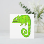 Faire-part Illustration de caméléon vert mignon Reptile tropi (Debout devant)