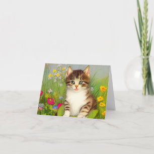 Faire-part Illustration de chat souriant vintage