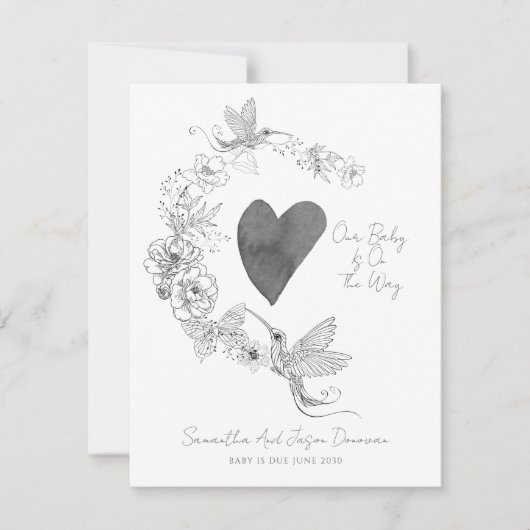 Faire-part Illustration de la grossesse en germe de coeur flo (Devant)