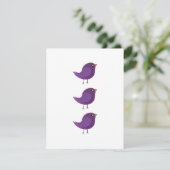 Faire-part Illustration de petit oiseau violet mignon (Debout devant)