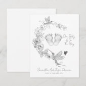 Faire-part Illustration Florale Botanique Grossesse des pieds (Devant / Derrière)
