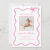 Faire-part Illustration Pink French Bow | Naissance de bébé (Devant)