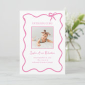 Faire-part Illustration Pink French Bow | Naissance de bébé (Debout devant)