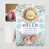 Faire-part Illustration Prince Lion Photo Collage Naissance (Devant / Derrière)