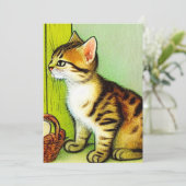 Faire-part Illustration vintage Tabby Cat (Debout devant)