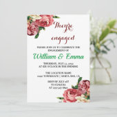 Faire-part Ils sont engagés Blush Rose Floral Fiançailles (Debout devant)