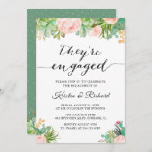 Faire-part Ils sont engagés Fiançailles floraux de Cactus Suc (Devant / Derrière)
