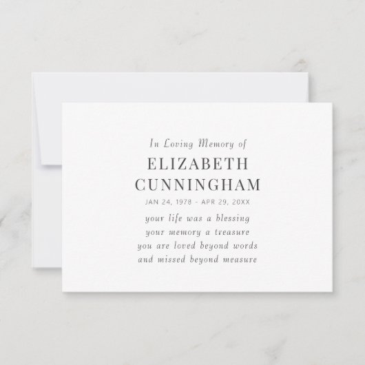 Faire-part In Love Memory Memorial Modern Simple Citation (Devant)