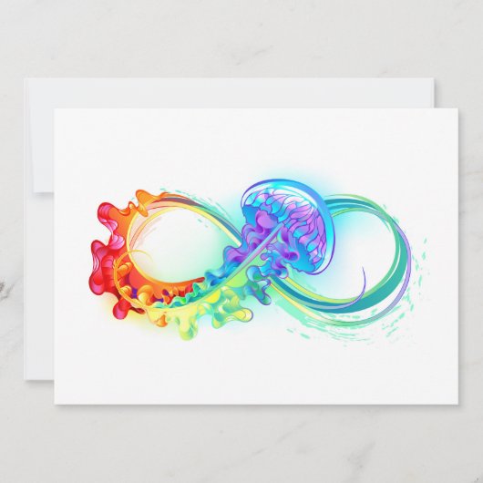 Faire-part Infini avec méduse arc-en-ciel (Devant)