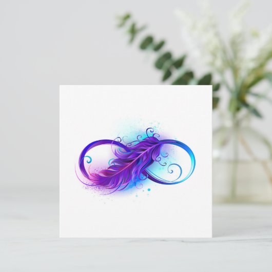 Faire-part Infinity with purple feather (Debout devant)