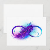 Faire-part Infinity with purple feather (Devant / Derrière)