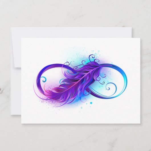 Faire-part Infinity with purple feather (Devant)