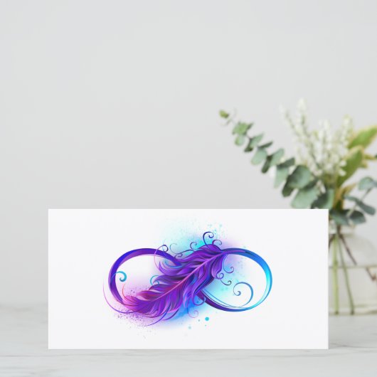 Faire-part Infinity with purple feather (Debout devant)