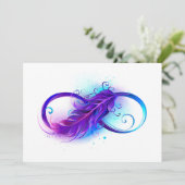 Faire-part Infinity with purple feather (Debout devant)