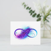 Faire-part Infinity with purple feather (Debout devant)