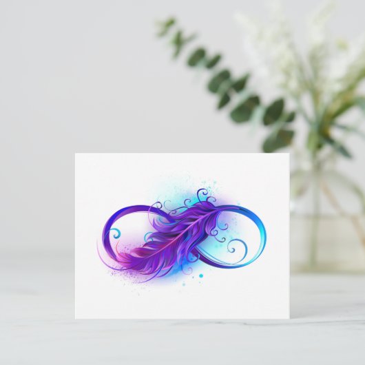 Faire-part Infinity with purple feather (Debout devant)
