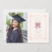 Faire-part Infirmière Photo Coquette Pink Bow Élégante gradua (Devant)