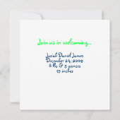 Faire-part Initiales Carré Points Bleus (Dos)