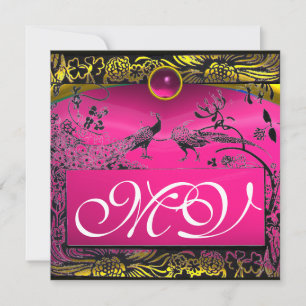 Faire-part INSÉPARABLES mariages MONOGRAM noir jaune rose rub
