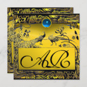 Faire-part INSÉPARABLES mariages MONOGRAM noir jaune topaz (Devant / Derrière)