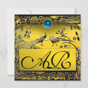 Faire-part INSÉPARABLES mariages MONOGRAM noir jaune topaz