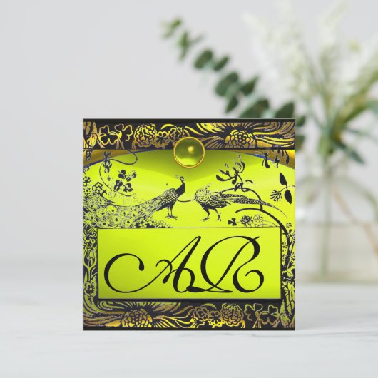 Faire-part INSÉPARABLES mariages MONOGRAM noir jaune topaz (Debout devant)