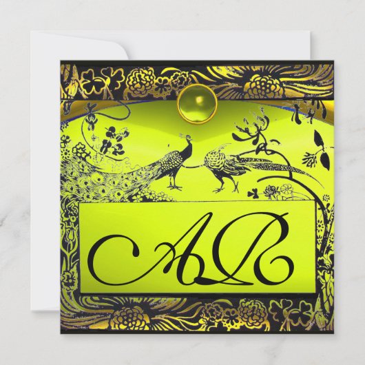 Faire-part INSÉPARABLES mariages MONOGRAM noir jaune topaz (Devant)