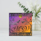 Faire-part INSÉPARABLES mariages MONOGRAM noir jaune violet (Debout devant)