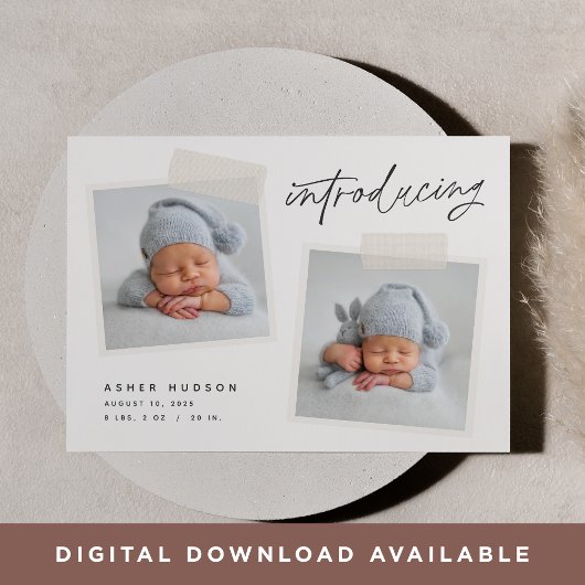 Faire-part Instantané | Naissance moderne Décontractée de deu