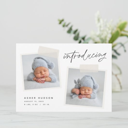 Faire-part Instantané | Naissance moderne Décontractée de deu (Debout devant)