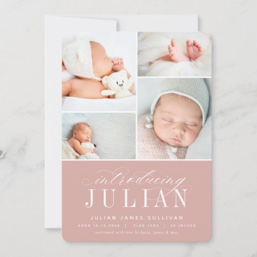 Faire-part Introduction classique | Naissance multiphoto (Devant)