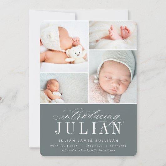 Faire-part Introduction classique | Naissance multiphoto (Devant)