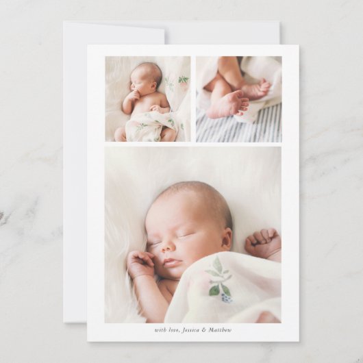 Faire-part Introduction Multi Photo Gold Script naissance (Dos)