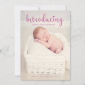 Faire-part Introduire la main Lettering rose bébé fille éléga (Devant)